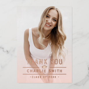Invitation En Aluminium Remerciement photo de typographie moderne 2 Blush