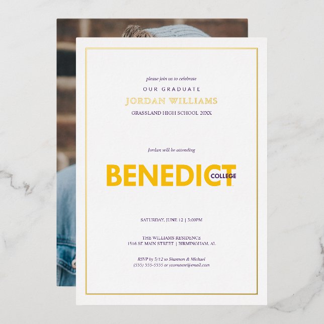 Invitation En Aluminium Remise des diplômes du Collège Benedict (Recto/Verso)