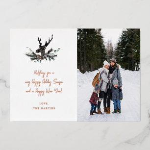 Invitation En Aluminium Renne & Note de Eucalyptus Photo Verti Vacances