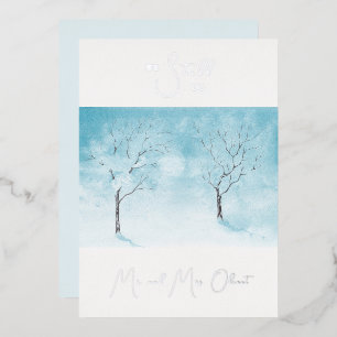 Invitation En Aluminium Renouvellement de Vœux Fraîcheur d'Hiver 25 ans Ar