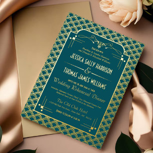 Invitation En Aluminium Répétition de Mariage Art Déco des années 1920 vin