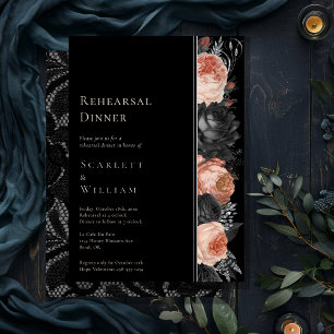 Invitation En Aluminium Répétition de mariage gothique vintage noir blush