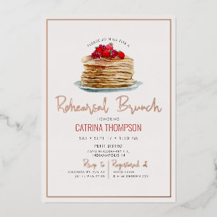 Invitation En Aluminium Répétition des Pancakes modernes Brunch Rose Gold