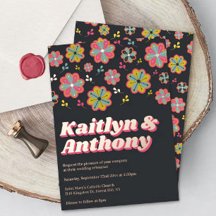 Invitation En Aluminium Répétition du Mariage Super rétro de Flower Power