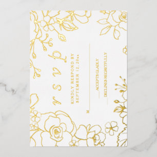 Invitation En Aluminium Réponse de mariage élégant doré en or véritable