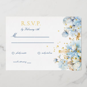 Invitation En Aluminium Réponse de mariage florale bleu poussiéreux