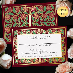 Invitation En Aluminium Réponse pour le mariage royal avec l'épée florale