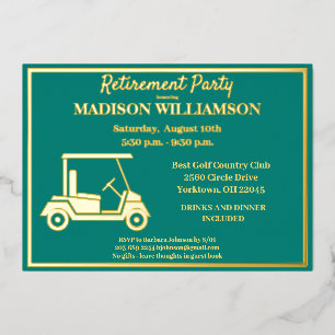 Invitation En Aluminium Retraite Party Golf Real Gold