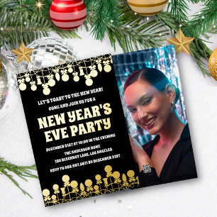 Invitation En Aluminium Retro Bold New Year's Eve Party Photo