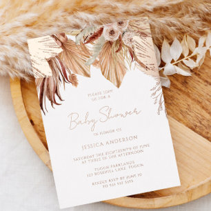 Invitation En Aluminium Rêve Bohème Fleurs Baby Shower Rose Doré