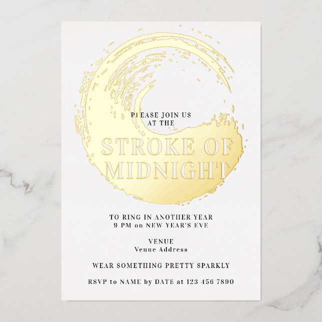 Invitation En Aluminium Réveillon du Nouvel An à minuit sonnant (Recto)