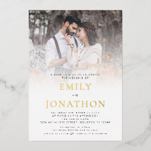 Invitation En Aluminium Revêtement photo moderne QR Code Mariage Luxe Réel
