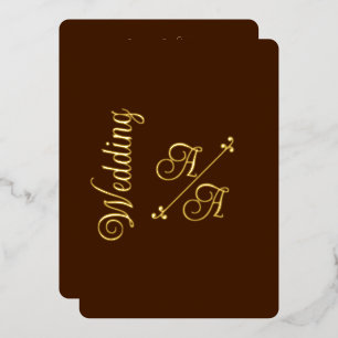 Invitation En Aluminium Riche Chocolat Brown couleur solide or huile