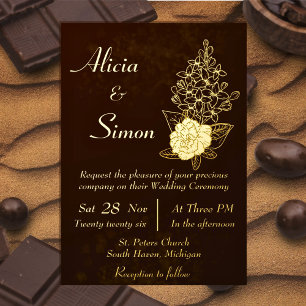 Invitation En Aluminium Riche chocolat foncé Brown Mariage floral