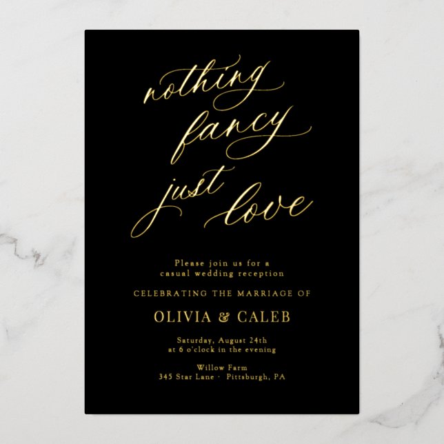 Invitation En Aluminium Rien De Fancy Just Love Mariage Réception (Recto)