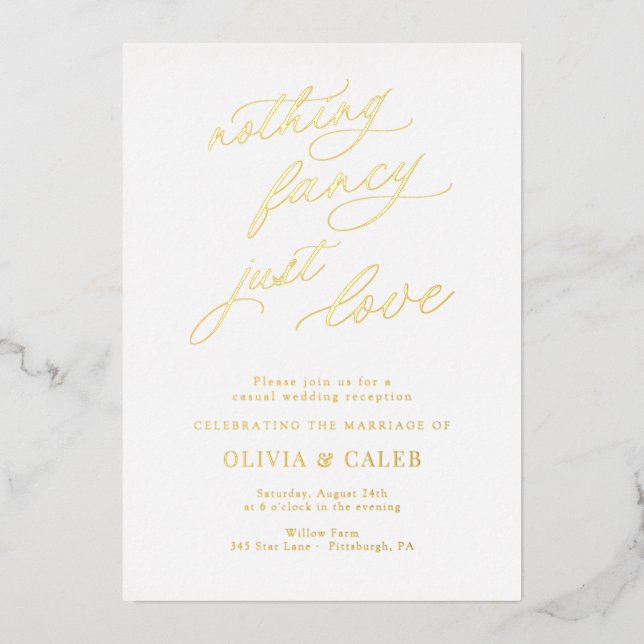 Invitation En Aluminium Rien De Fancy Just Love Mariage Réception Invitati (Recto)