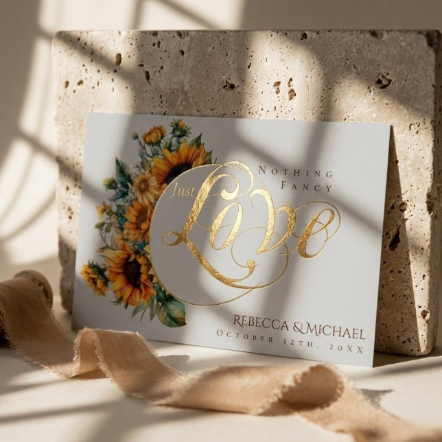 Invitation En Aluminium Rien de fantaisie Juste aimer Mariage de tournesol (Créateur téléchargé)