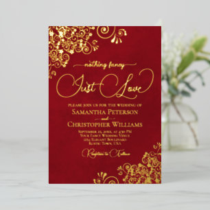 Invitation En Aluminium Rien de fantaisie Juste Amour Mariage Crimson Roug