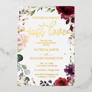 Invitation En Aluminium Rien de fantaisiste, juste des fleurs bordeaux pou