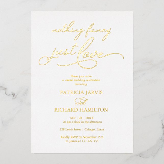 Invitation En Aluminium Rien de fantaisiste, juste un chic script amour po (Recto)