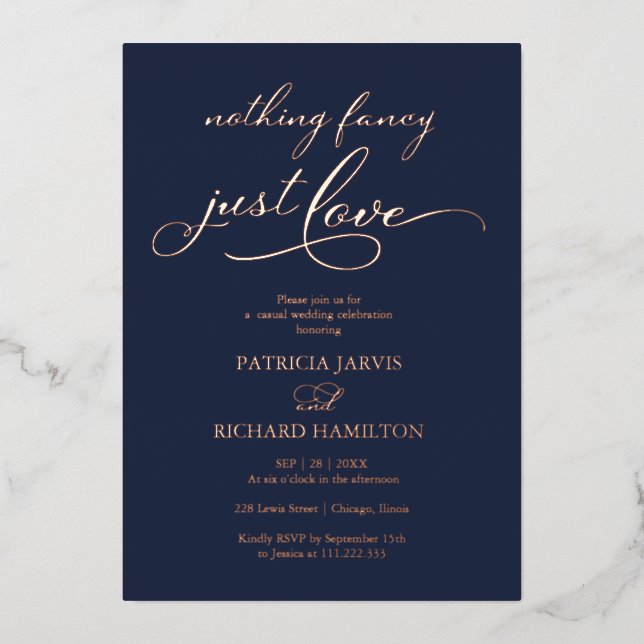 Invitation En Aluminium Rien de fantaisiste, juste un chic script amour po (Recto)