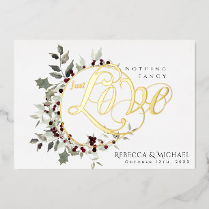 Invitation En Aluminium Rien de Fantastique Juste Amour Hiver Houx Mariage