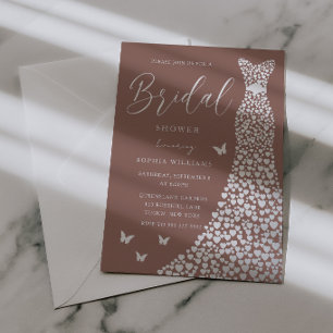Invitation En Aluminium Robe à coeur en feuille d'argent et douche de mari
