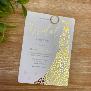 Invitation En Aluminium Robe à coeur en feuille d'or Mariage doré