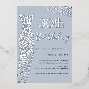 Invitation En Aluminium Robe à huile d'argent élégant 30e anniversaire