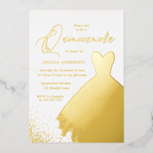 Invitation En Aluminium Robe à huile d'or Elégante Golden Quinceanera Part