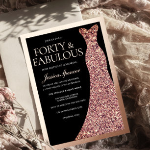 Invitation En Aluminium Robe à paillettes femme noire 40ème anniversaire o