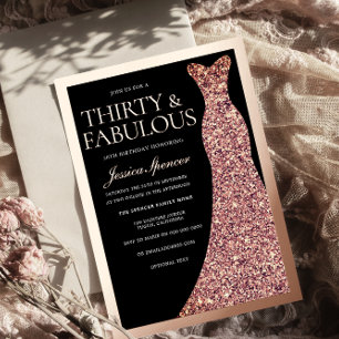 Invitation En Aluminium Robe à paillettes Fête d'anniversaire 30 ans Rose