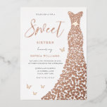 Invitation En Aluminium Robe Coeur rose Gold Foil Papillon doux 16<br><div class="desc">Rose Gold Foil Coeur Robe papillon Sweet 16 Foil Invitation Voir d'autres invitations dans notre niche et notre magasin de niche</div>