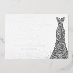 Invitation En Aluminium Robe d'argent Cinquante et fabuleux 50e anniversai