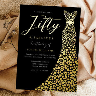 Invitation En Aluminium Robe de coeur Gold Foil 50e fête d'anniversaire Go
