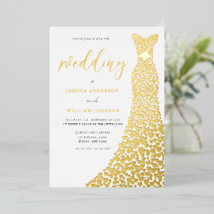 Invitation En Aluminium Robe de mariage en feuille d'or cœur d'amour épous