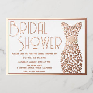 Invitation En Aluminium Robe de mariée Rose Gold Vintage Retro Bridal Show