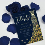 Invitation En Aluminium Robe d'or Trente et fabuleuse fête du 30e annivers<br><div class="desc">Robe d'or Trente et fabuleuse 30e anniversaire Foil Invitation Voir d'autres invitations dans notre niche et notre magasin de niche</div>