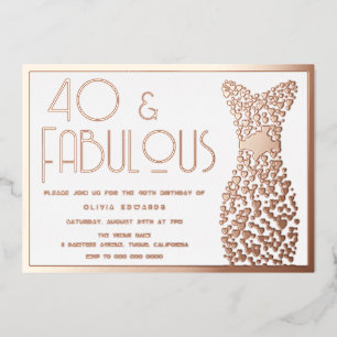 Invitation En Aluminium Robe dorée 40 ans et fabuleuse Robe rétro 40e anni