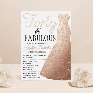 Invitation En Aluminium Robe élégante   Quarante et fabuleux anniversaire