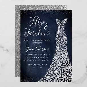 Invitation En Aluminium Robe en diamant de la marine 50 et fabuleuse Anniv