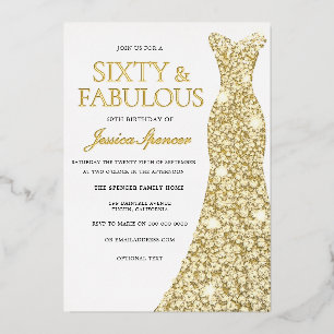 Invitation En Aluminium Robe en feuille d'or dorée pour fête d'anniversair