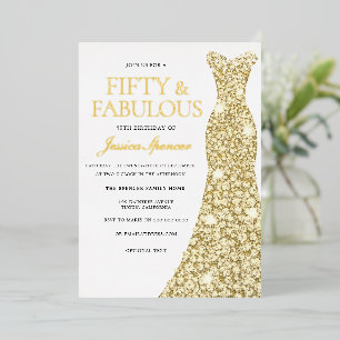 Invitation En Aluminium Robe en feuille d'or dorée pressée Fête d'annivers
