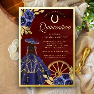 Invitation En Aluminium Robe florale de la marine Bourgogne Charro Quincea