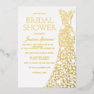 Invitation En Aluminium Robe Mariage Gold Foil