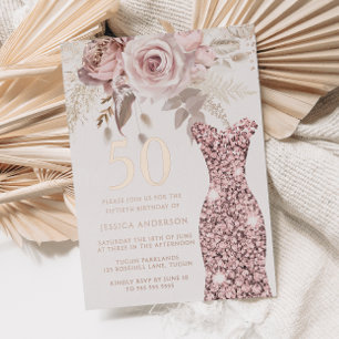 Invitation En Aluminium Robe rose Fabuluxx 50e anniversaire Rose Gold