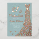 Invitation En Aluminium Robe rose Gold Foil 21 & Fabuleux 21e anniversaire<br><div class="desc">Robe rose Gold Foil 21 & Fabuleuse Invitation Foil 21st Birthday Voir d'autres invitations dans notre niche et notre magasin de niche</div>