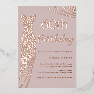Invitation En Aluminium Robe Rose Gold Foil Anniversaire 60 ans Élégant Ro