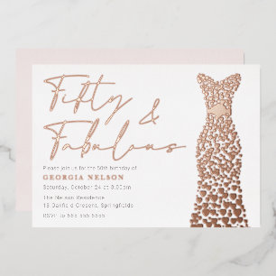 Invitation En Aluminium Robe rose Gold Foil Cinquante et cinq ans