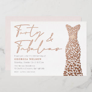Invitation En Aluminium Robe rose Gold Foil Forty & Fab 40e anniversaire